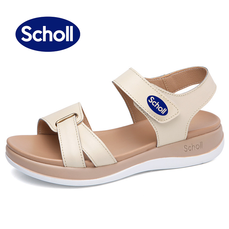 Scholl 2025 nowe letnie płaskie sandały na średnim obcasie, do noszenia na zewnątrz, antypoślizgowe