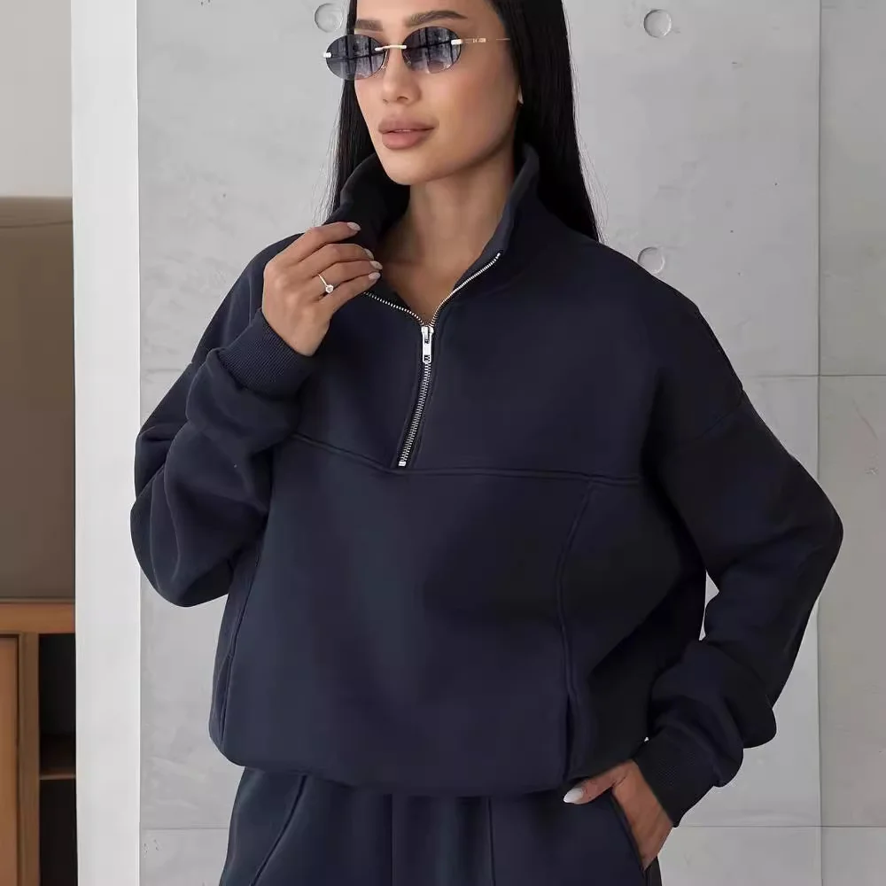 Nigikala Nigikala New Casual Fashion Splicing Thick Long-Sleeved Trousers Set