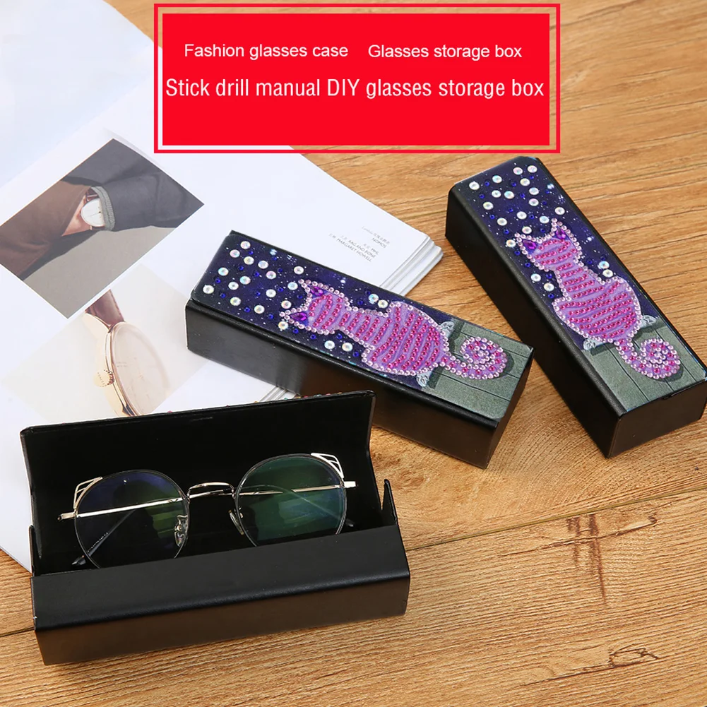 DIY Leather Diamond Painting Glasses Storage Case Mosaic Kit (Q37 Cat)