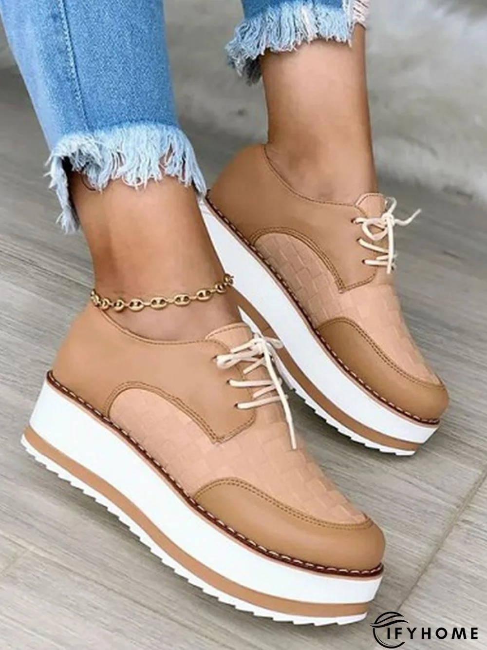 Women's Casual Split Joint Lace-Up Platform Shoes | IFYHOME