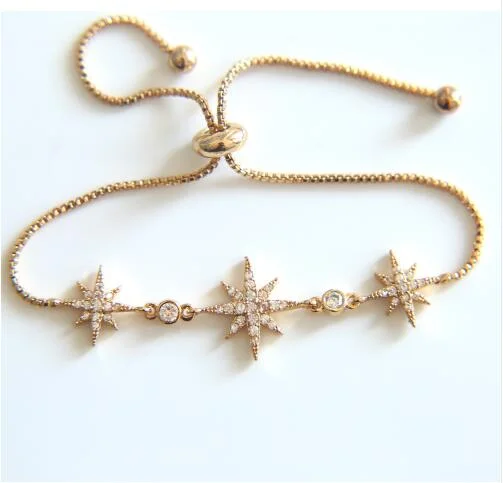 Buzzdaisy Cubic Zirconia Glitter Adjustable Bracelet Shape Anise Stars