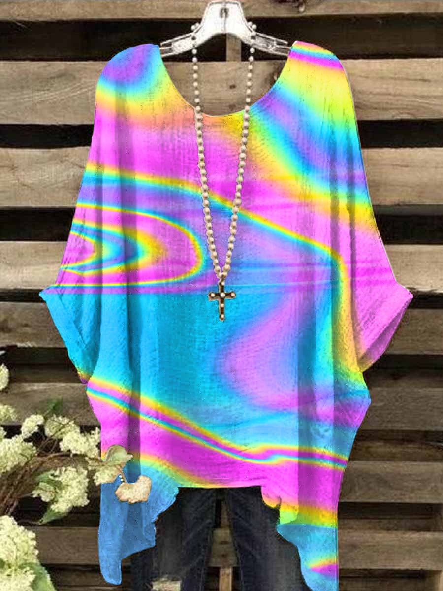 Gradient Rainbow Printed Women's Tops