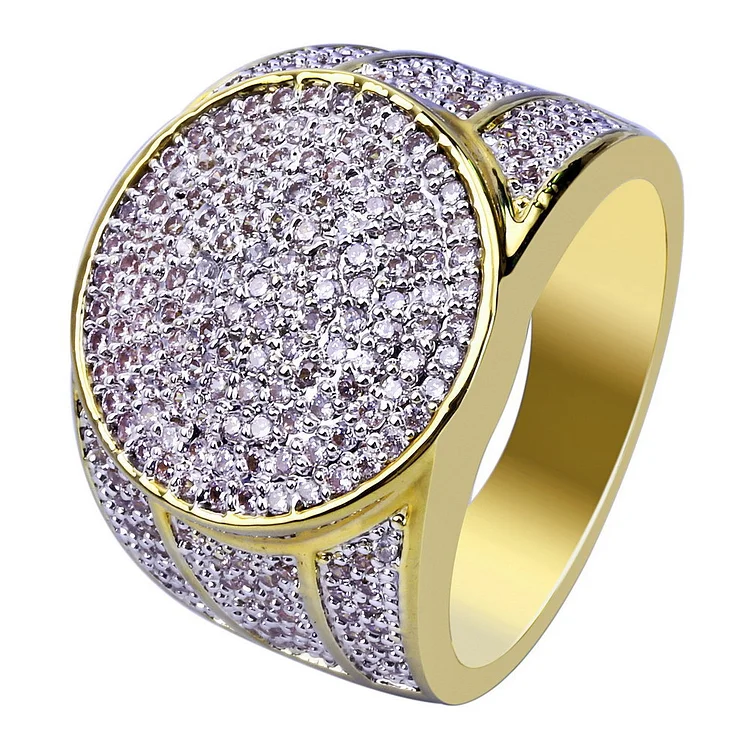Iced Out Rhinestone Two Tone Hip Hop Ring-VESSFUL