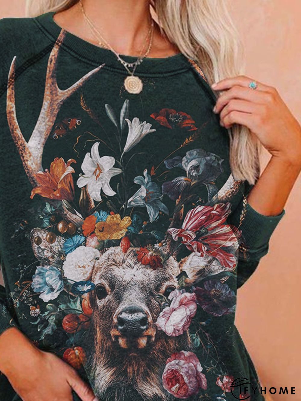 Crew Neck Long Sleeve Vintage Shift Tunic Sweatshirt | IFYHOME