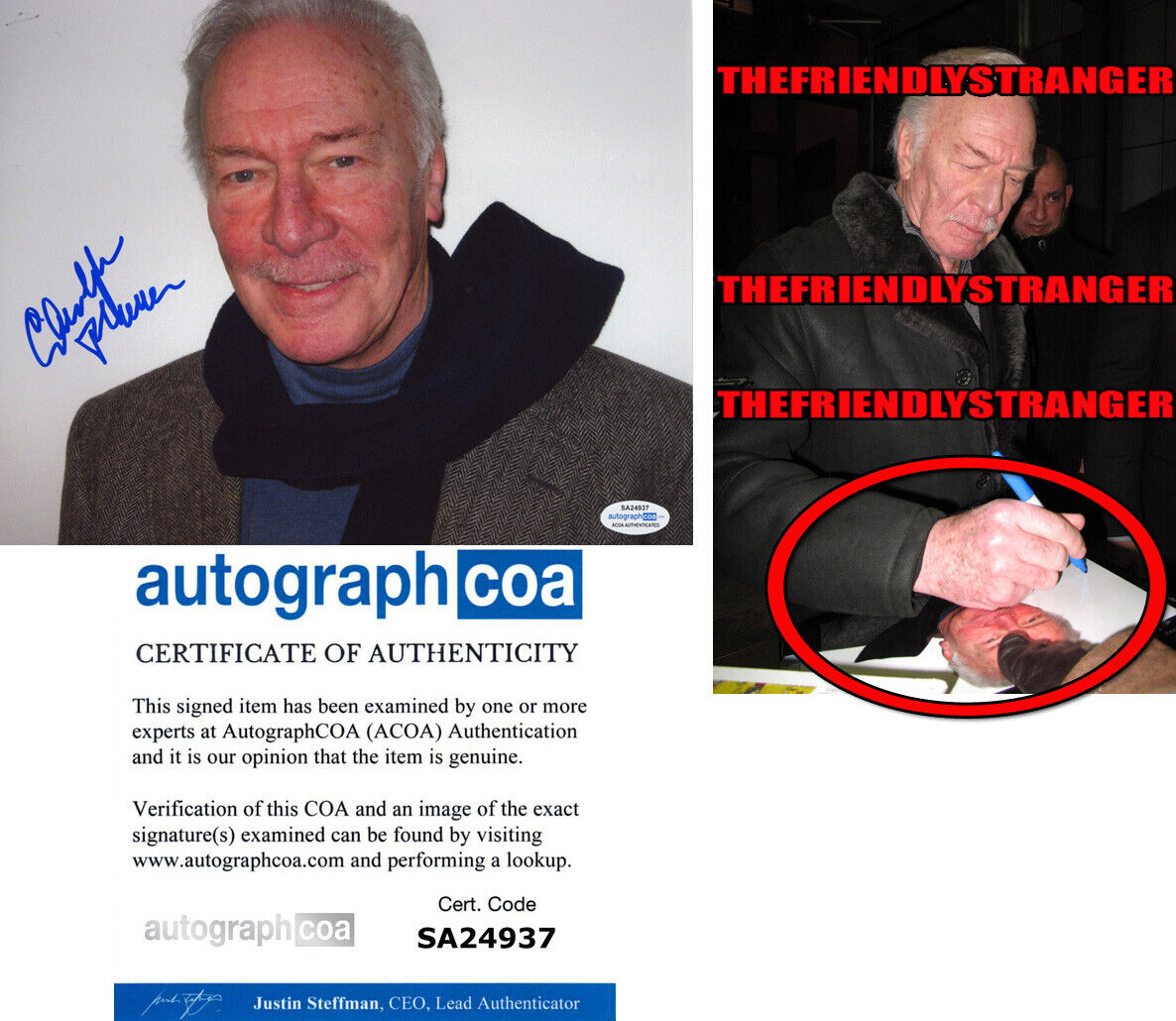 CHRISTOPHER PLUMMER signed Autographed 8X10 Photo Poster painting EXACT PROOF Barrymore ACOA COA