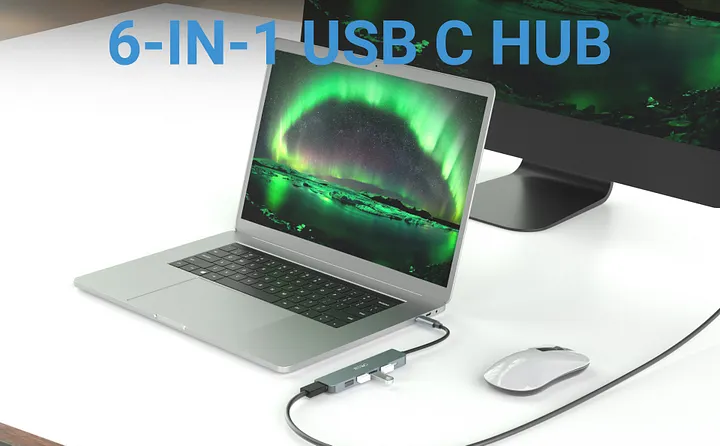 JESWO HUB USB C, 7 en 1 Adaptador USB C a HDMI 4K, USB 3.0, USB 2.0