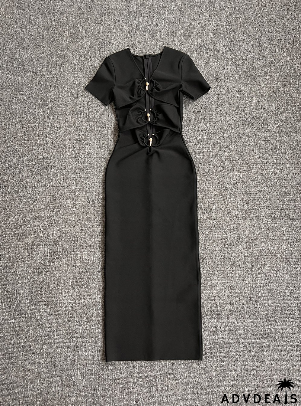 Women's Summer Metallic Sexy And Elegant Long Slim-Fitting Short-Sleeved Bandage Dress