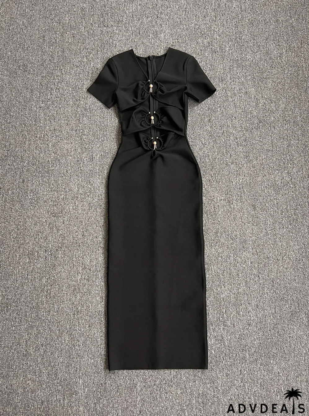 Women's Summer Metallic Sexy And Elegant Long Slim-Fitting Short-Sleeved Bandage Dress