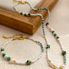 Lovely Cyan & White Beads Pearl Necklace Bracelet