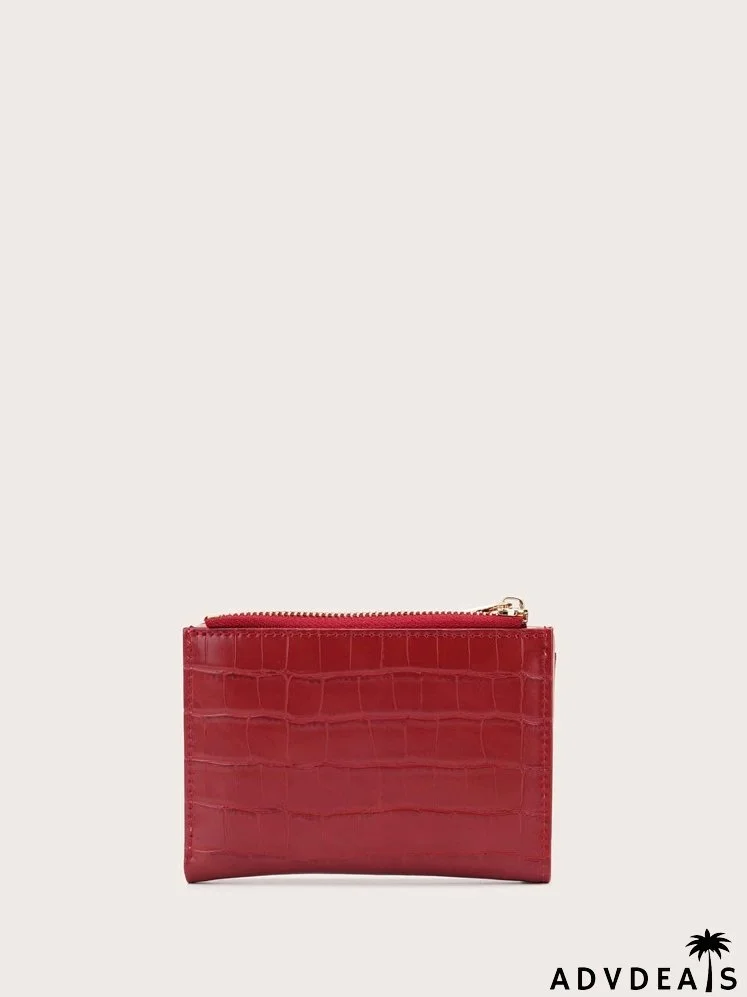 Croc Embossed Purse With Card Holder