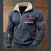 Men's Casual Retro American Freedom Print Stand Collar Long Sleeve Sweatshirt