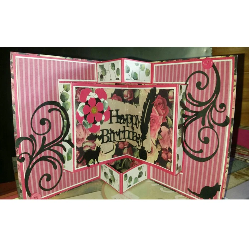 3D Folded Fancy Metal steel cutting die Customized scrapbooking DIY Carbon Sharp Book photo album art card Dies Cut