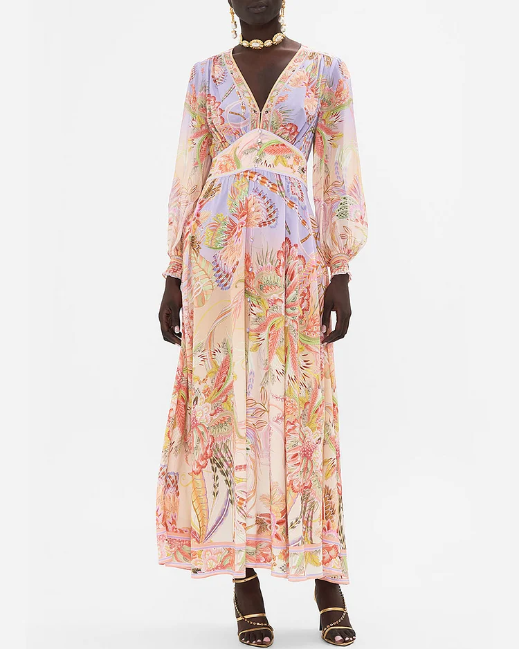 Button Dress With Shaped WaistbandCosmic Tuscan