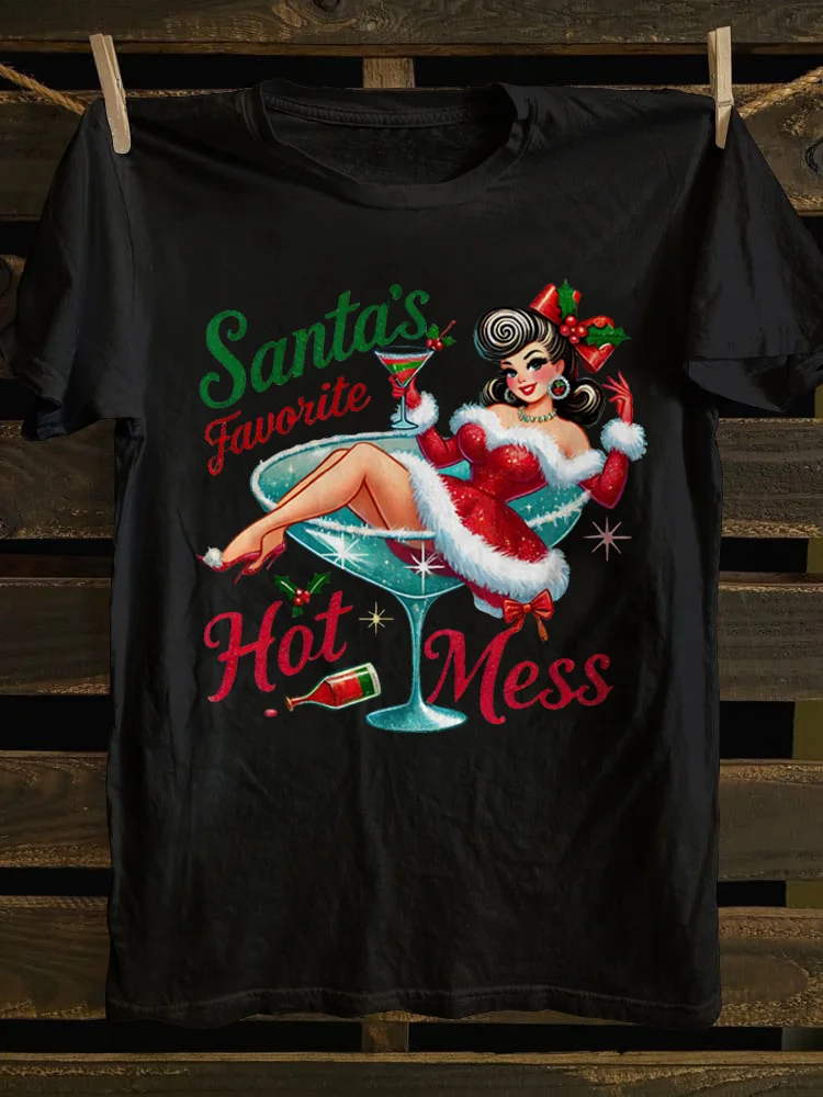 Teecade Teecade Santa's Favorite Hot Mess T-shirt