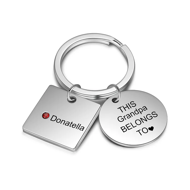 Personalized Birthstone Keychain Engrave 1 Name Family Keychain