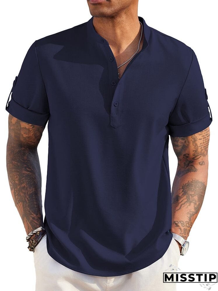 Summer Essential Leinen-Henley-Hemd (nur USA)