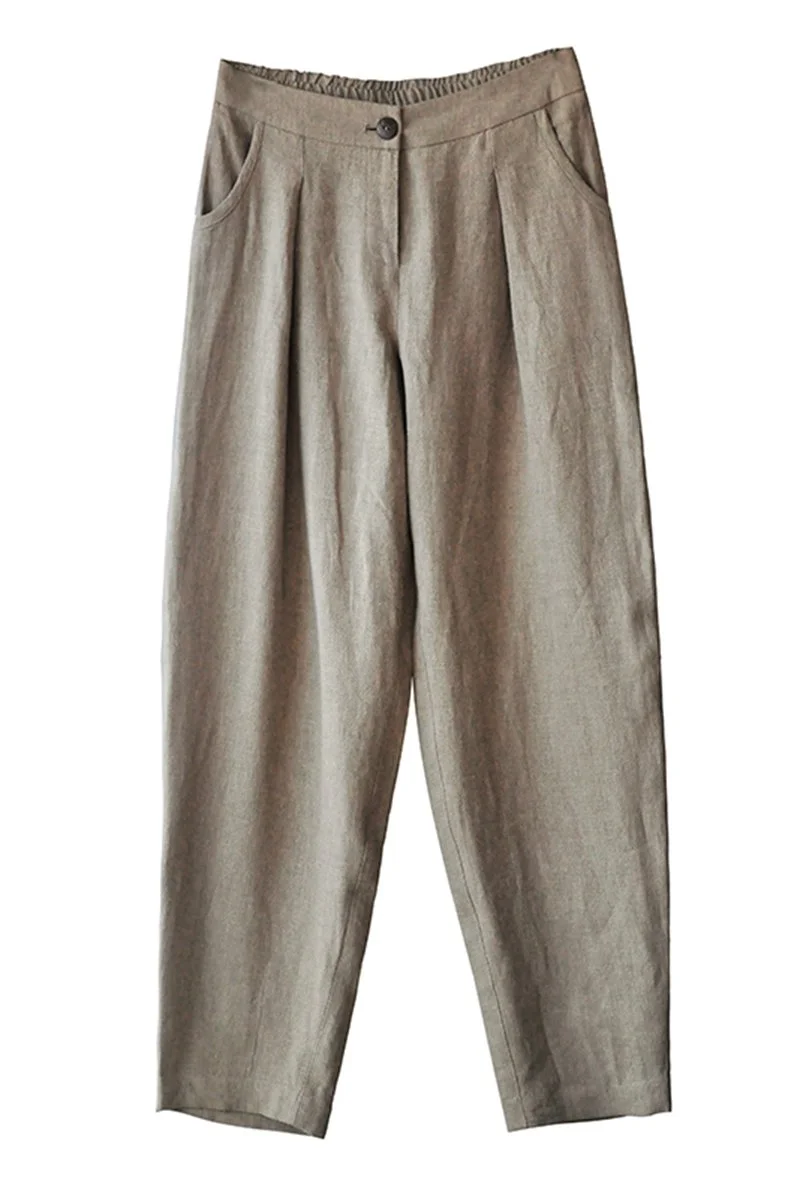 Women Long Cotton Linen Pencil Pants Loose Turnip Pants K7052