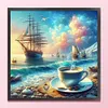 Coffee Sailboat-11CT Stamped Cross Stitch 40*40cm/15.75*15.75in tapestrymarket