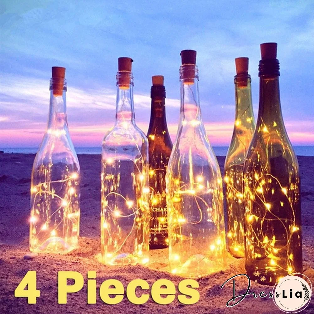 1/4 Pieces Upgrade 200cm 20LED Wine Bottle with Cork String Lights Wedding Christmas New Year Holiday Decoration