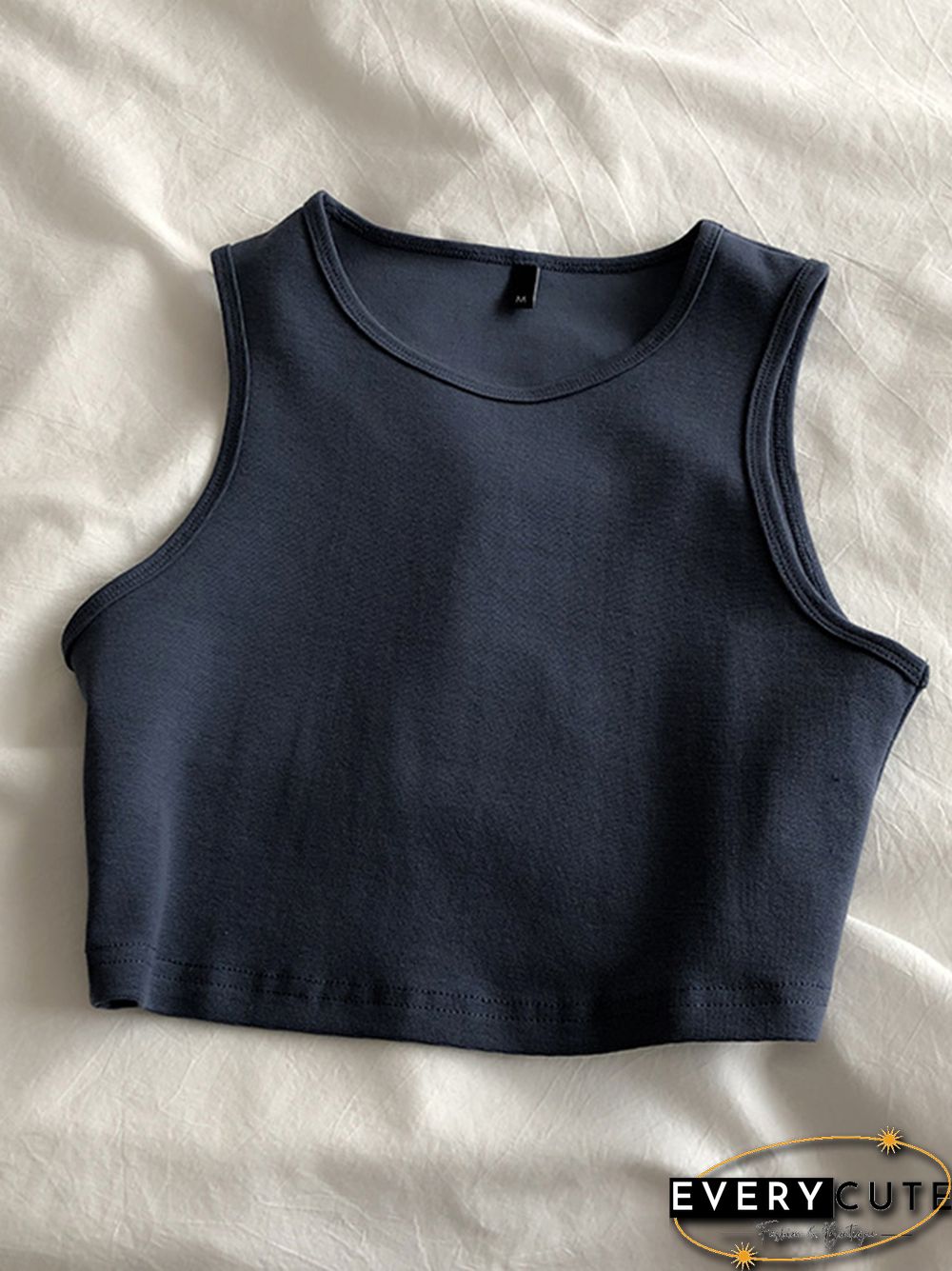 Summer New Ladies Retro Crop Top High Waist Slimming Stretch Slim Short Sleeveless Bottoming Top