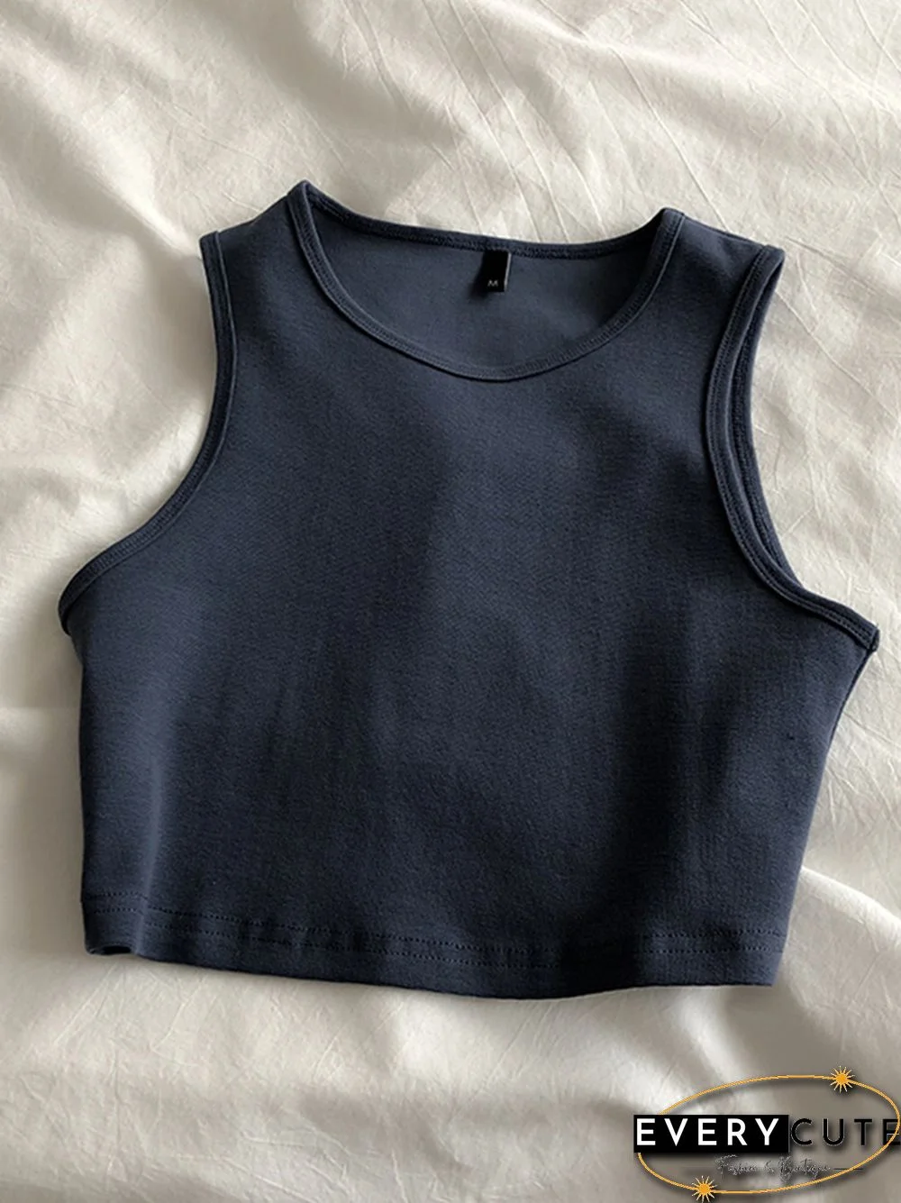 Summer New Ladies Retro Crop Top High Waist Slimming Stretch Slim Short Sleeveless Bottoming Top