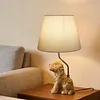 Dog Lamp with White Linen Shade Cute Room Decor White Dog Table Lamp 17.7inch for Living Room Unique Aesthetic Home Room Decor