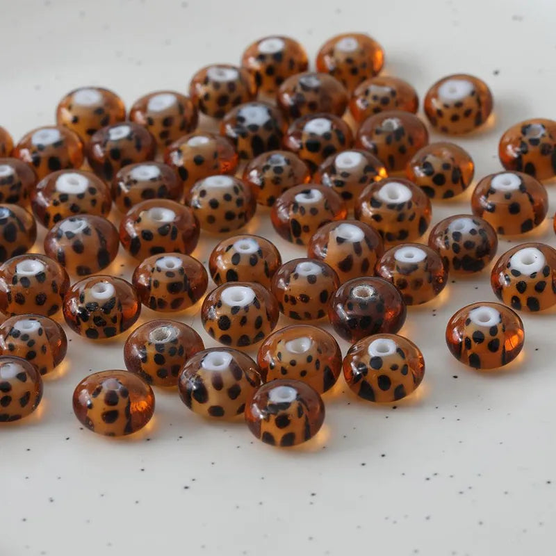 1 Piece 12.3*7.6mm Hole 1~1.9mm Glass Leopard Jewelry Accessories