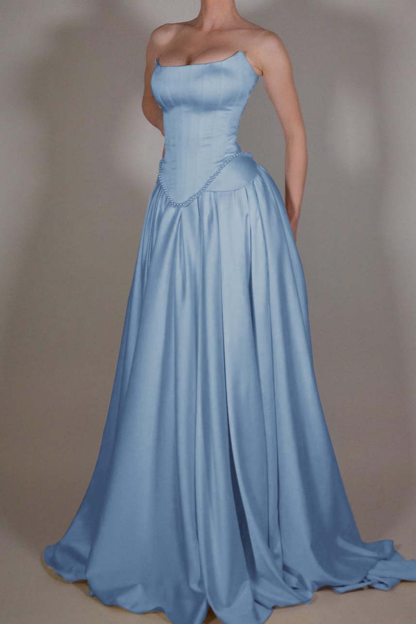 Niulatu Ivory Satin Long Simple Evening Dress Prom Dresses HZ1110 main image 1
