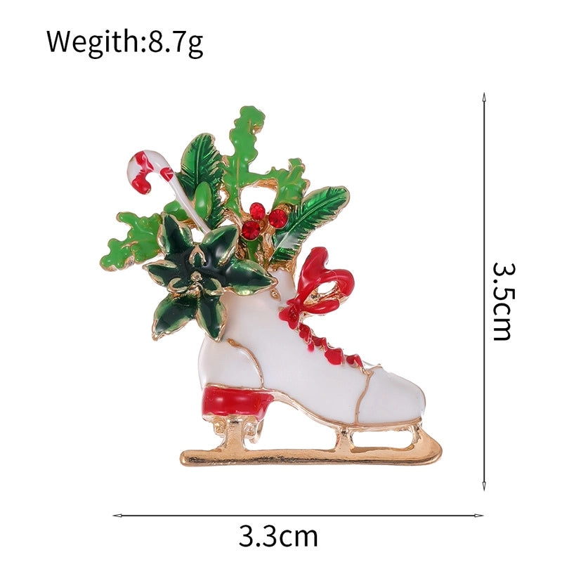 Cute Pin Gift Box Snowman Elk Zinc Alloy Enamel Plating Inlay Rhinestones Unisex Brooches