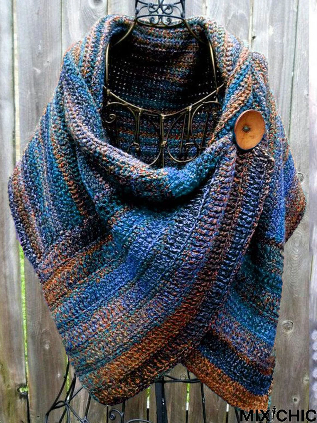 Women's Casual Multicolor Stripes  Round Neck Scarves & Shawls