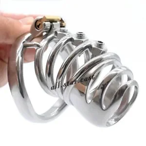 pornhint Pornhint New Stainless Steel Male Chastity Cage Device Men Metal Locking Belt Screw Spike