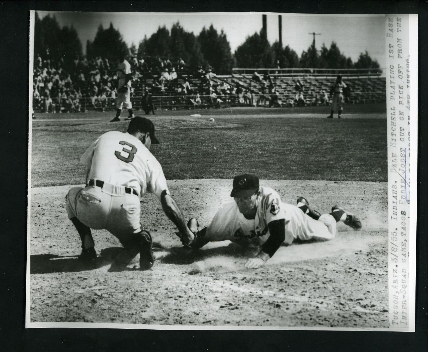 Eddie Joost & Dale Mitchell 1955 Press Photo Poster painting Cleveland Indians