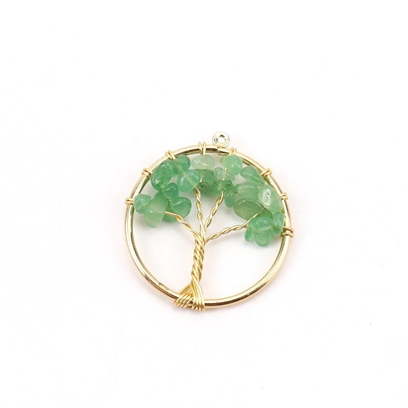Minimalist Lucky Tree Natural Stone Agate Pendants