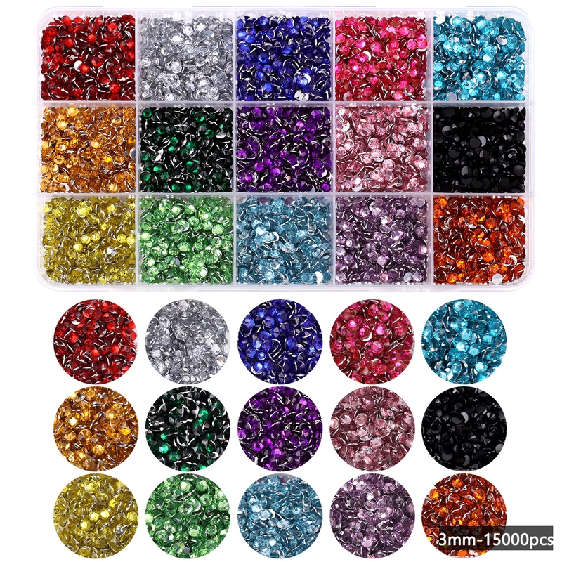 15 Color Resin Bottoming Drill Color AB Diamond Mixed Color Acrylic Diamond Handmade DIY Stick-on Crystals Large Transparent Rhinestone Jewelry Suit