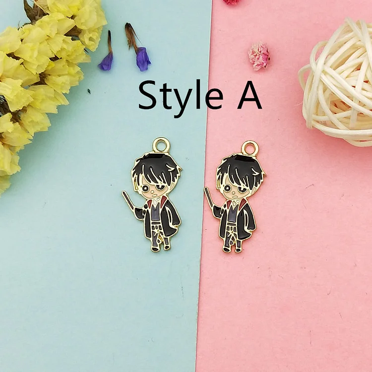10PCS Alloy Character Dripping Charm Enamel Charm Pendant Cartoon School of Magic Pendant DIY Keychain Earrings Jewelry Accessories