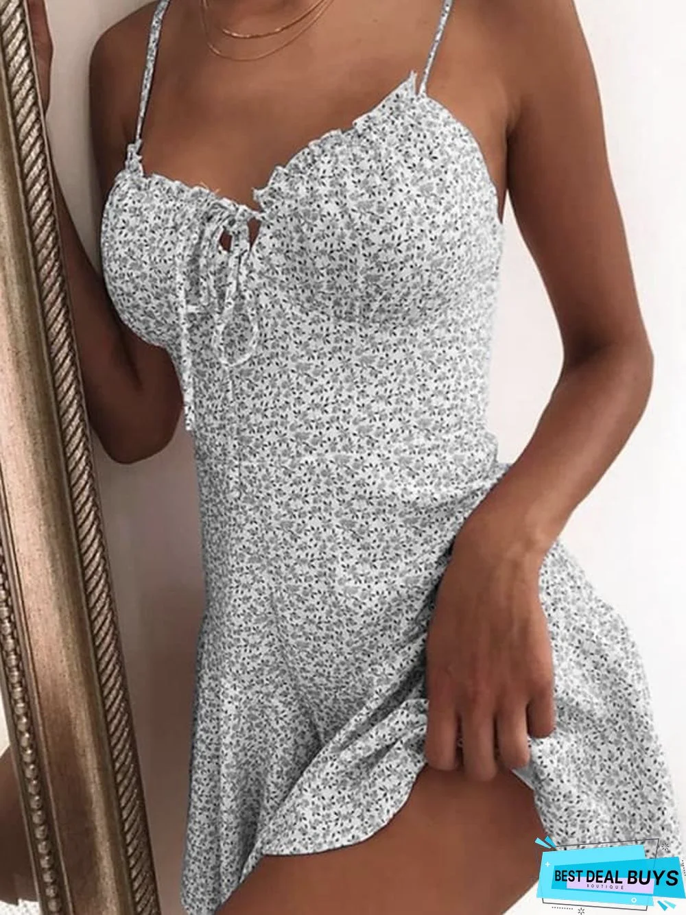 Women's Strap Dress Short Mini Dress Dark Yellow White Blue Red Yellow Dark Purple Blushing Pink Dark Gray Dark Blue Gray Sleeveless Daisy Floral Summer V Neck Hot Sexy