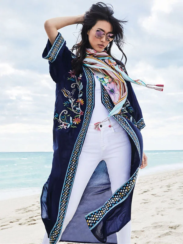 Loose And Sun Protection Ethnic Printed Cover-Ups Tops