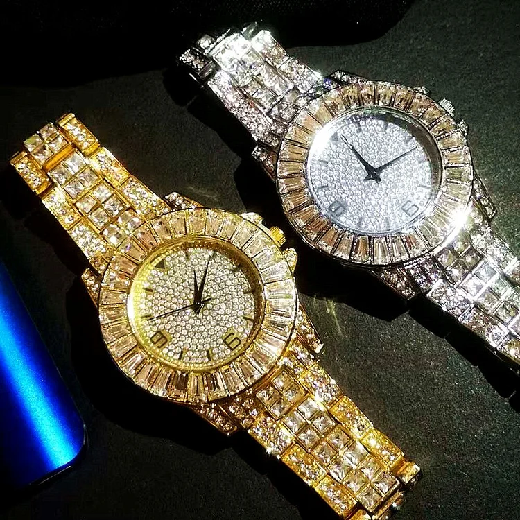 Round Iced Out Luxury Diamond Quartz Bling Watch  Hiphop Gifts Gold / Silver-VESSFUL