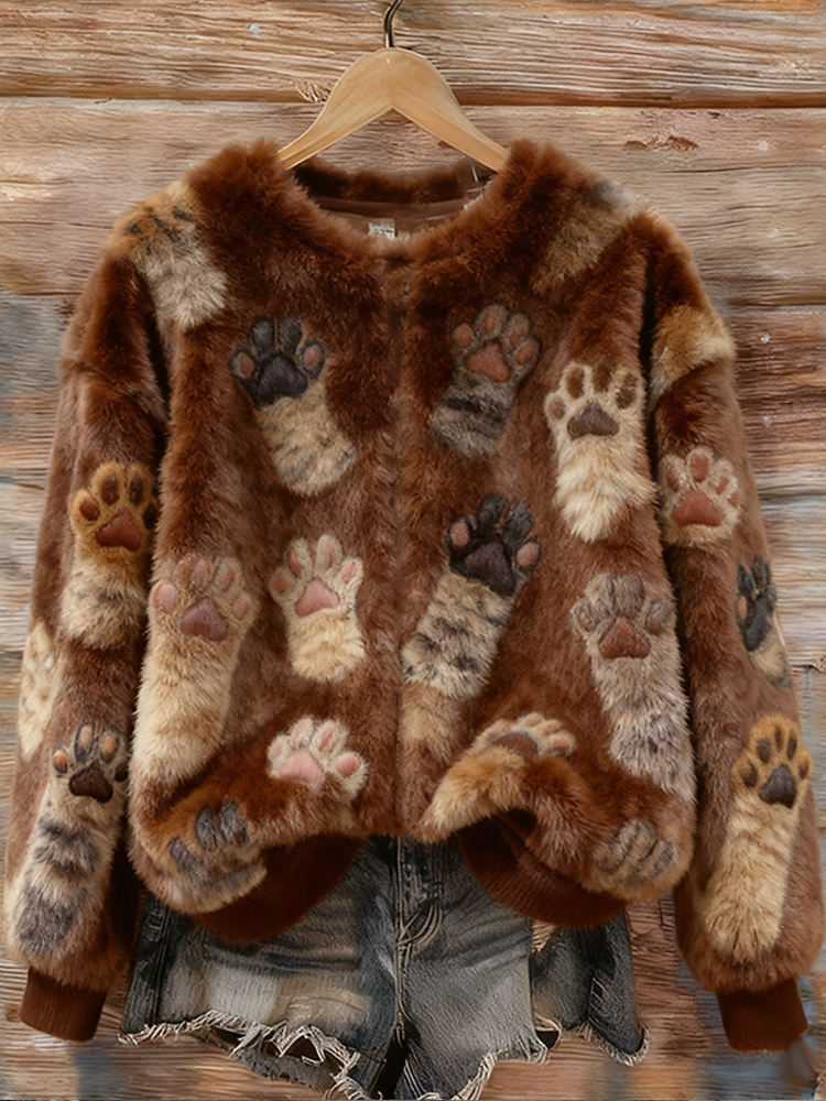 Fat Cat Paw Plush Turtleneck Sweatshirt elevenforest