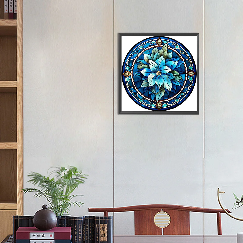 Diamond Painting - Full Round Drill - Stained Glass Flower(Canvas|30*30cm)