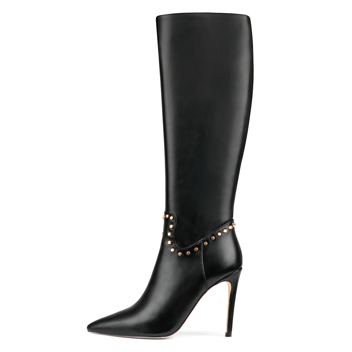 100mm Fashion Zipper Leather High Heels Knee Boots-MERUMOTE