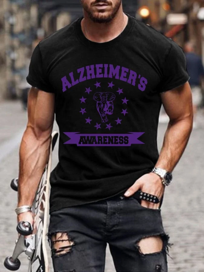 Alzheimer's Awareness Print Casual T-shirt socialshop
