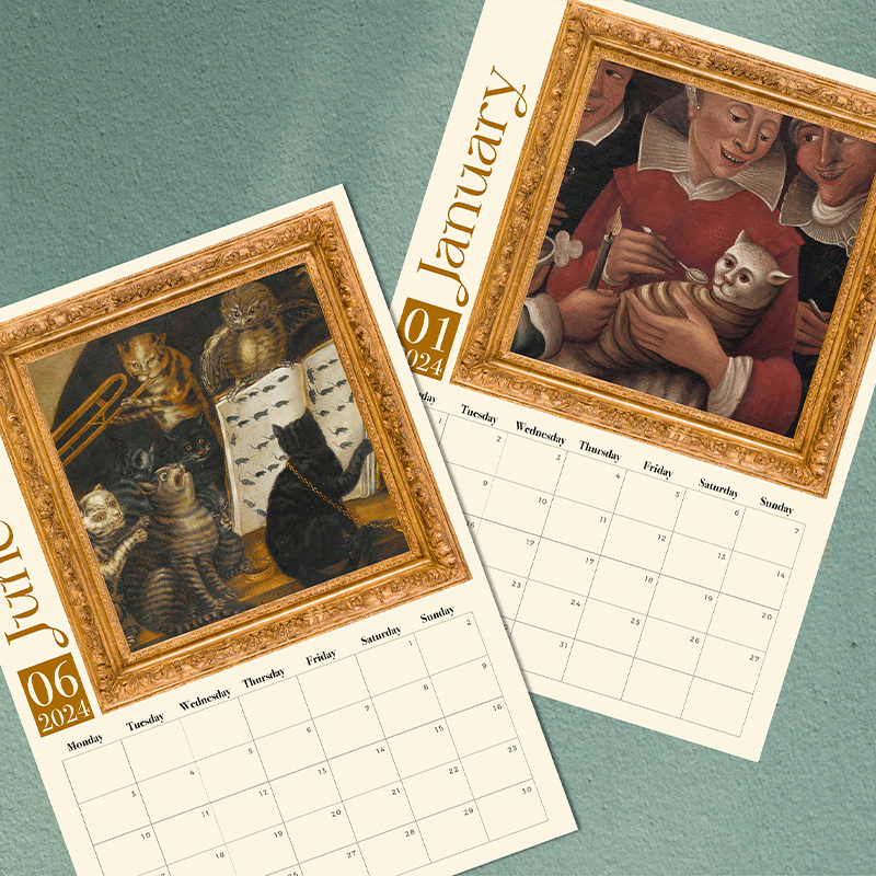 Weird Medieval Cats Calendar 2024