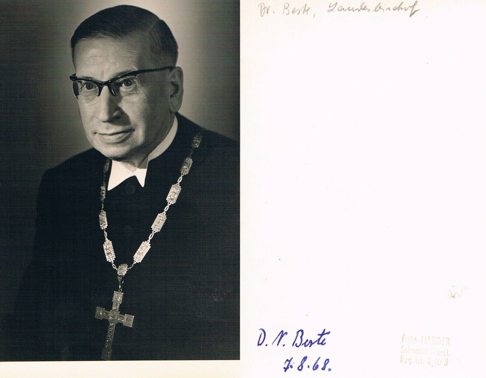 Bishop Hermann Beste 1940- autograph signed Photo Poster painting 4x6