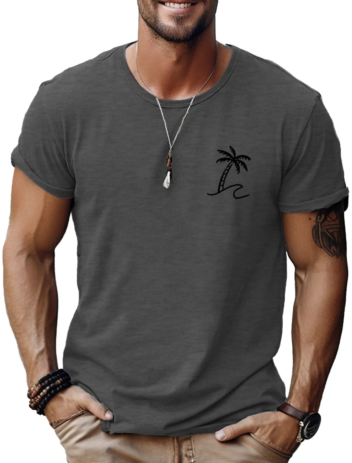 Men's Fashion Casual Coconut Print Short Sleeve T-Shirt PLUSCLOTHESMAN