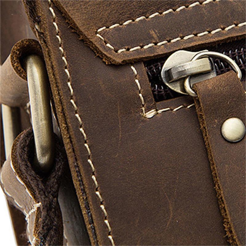 Men's Horse Leather Shoulder Bag Simple Style Outdoor Large Capacity Crossbody Bag