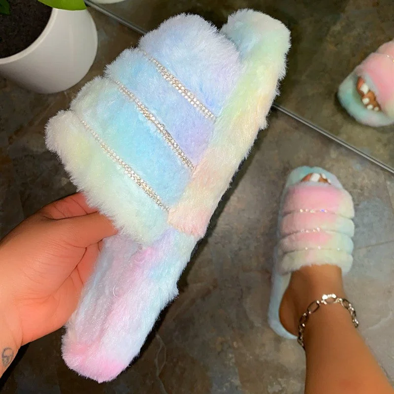 Casual Split Joint Plush Slippers