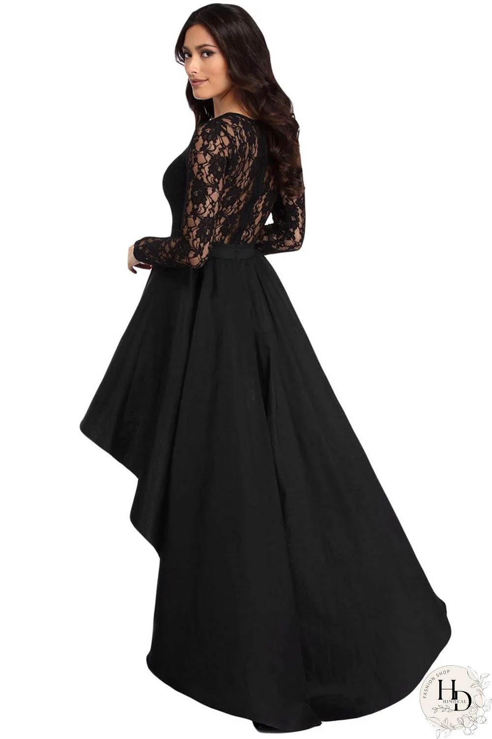 Sexy Lace Panel High Low Graduation Dress