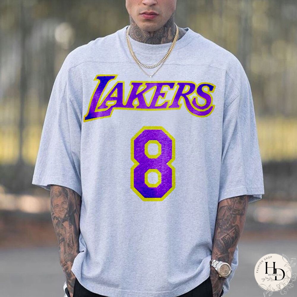 Lakers Basketball Team No 8 Letter Print T-Shirt
