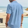 Gioiacombo&trade;  Camicia da uomo a maniche corte color block con revers